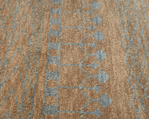 8 Feet Moroccan Brown Hand Woven Wool Runner Rug